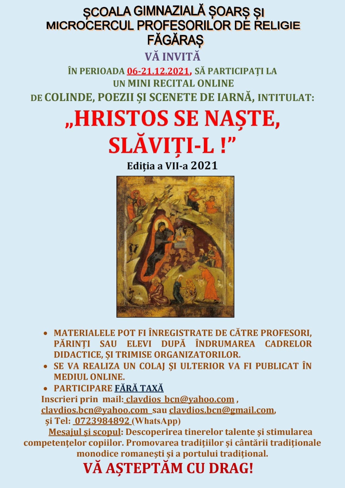 Mini recitalul de colinde, poezii și scenete de iarnă